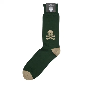 Green/Ecru Skull & Crossbones Cotton Socks