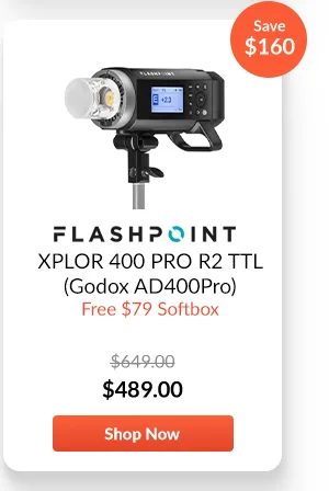 Flashpoint XPLOR 400 PRO R2 TTL (Godox AD400Pro)  Free $79 Softbox