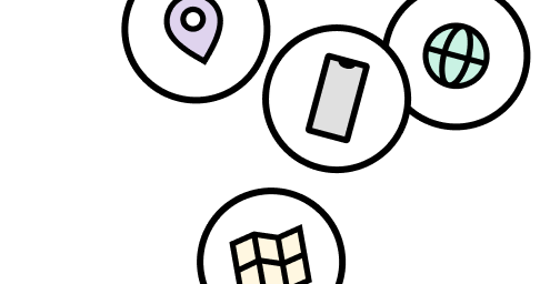 Image Description: Assorted icons featuring a phone, a globe, a map, and a location pin