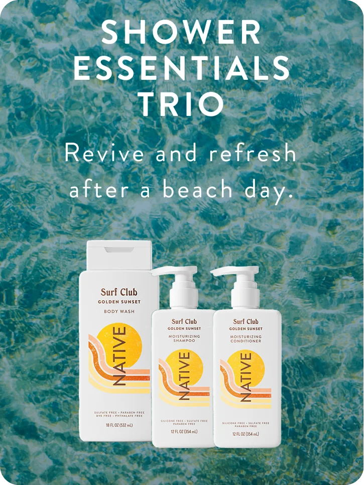 Shower essentials trio. Revive and refresh after a beach day.