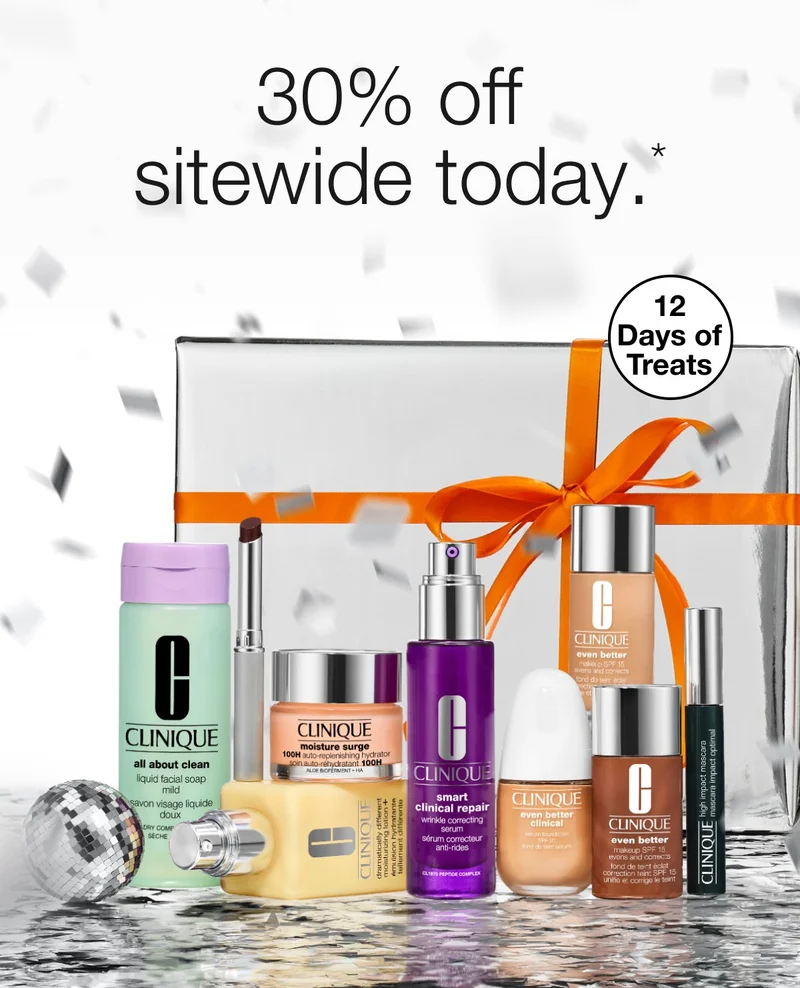 DAY 6: MAKE THEM MERRY. 30% off sitewide today.* 12 Days of Treats It's a great day for holiday shopping. Get gifts for them and our most-wanted skincare + makeup for you. Code MERRY30 Shop Bestsellers *No further discounts. Excludes gift sets, duos, travel sizes, and items marked as not eligible for discount.