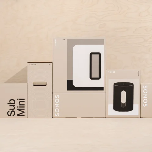 Sonos sub and sub mini packaging group stack