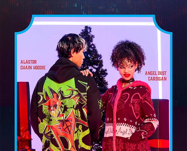 HT and Hazbin Hotel. Shop Hazbin Hotel. Featuring Alastor Chain Hoodie and Angel Dust Cardigan