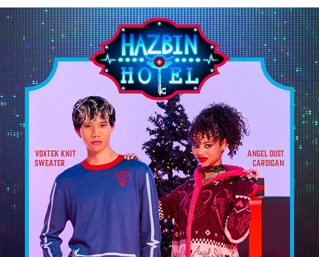 HT and Hazbin Hotel. Shop Hazbin Hotel. Featuring Voxtek Knit Sweater and Angel Dust Cardigan
