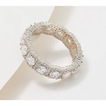 Diamonique Eternity Round Cut Halo Band Ring, Sterling Silver