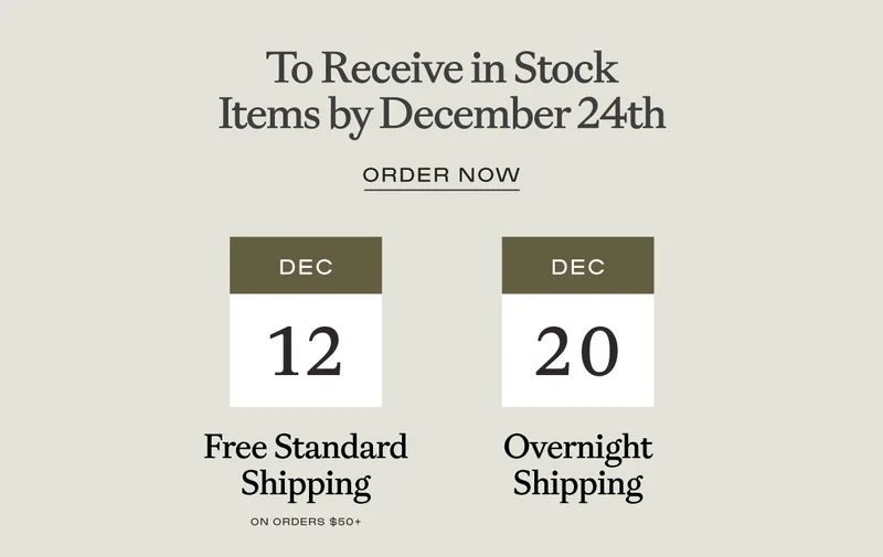 Order by Dec 20th for overnight shipping and arrival by December 24th Order by Dec 20th for overnight shipping and arrival by December 24th