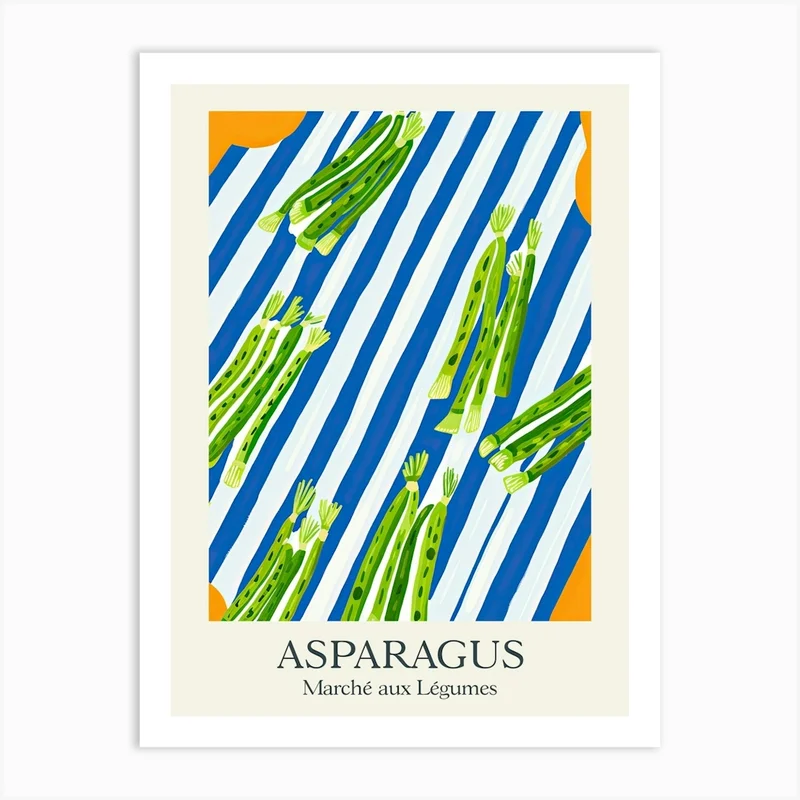 Image of Marche Aux Legumes Asparagus Summer Illustration 4 Art Print