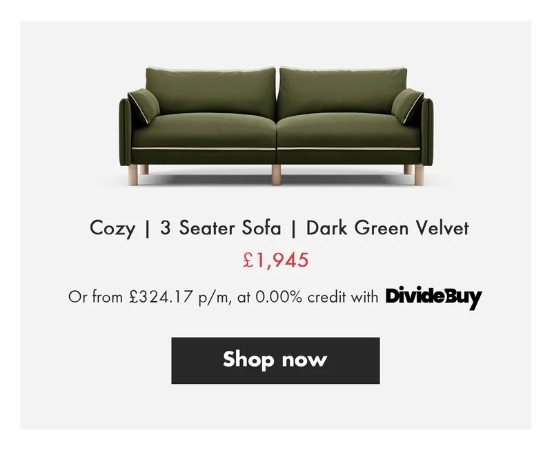 Cozy | 3 Seater Sofa | Dark Green Velvet
