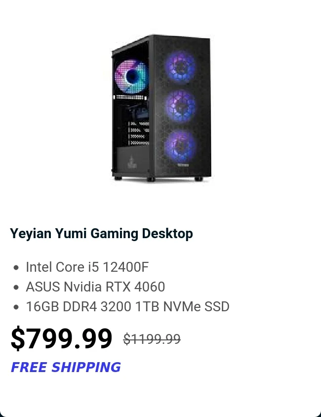 Yeyian Yumi Gaming Desktop
