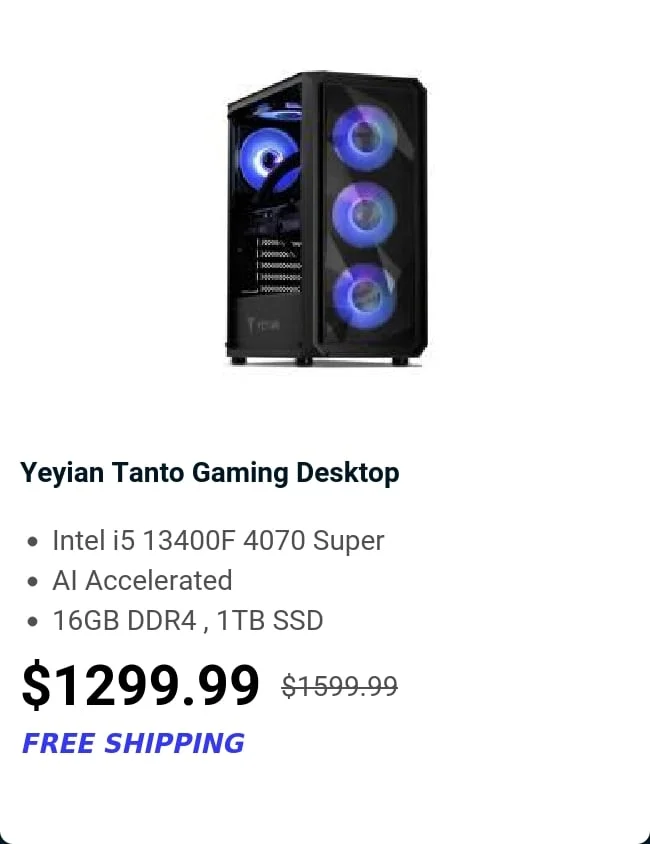 Yeyian Tanto Gaming Desktop