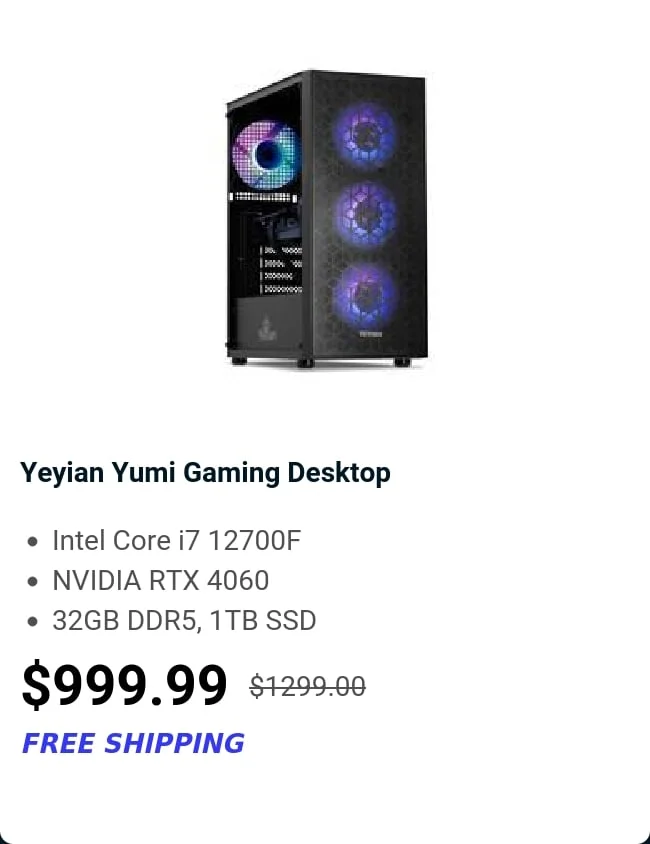 Yeyian Yumi Gaming Desktop