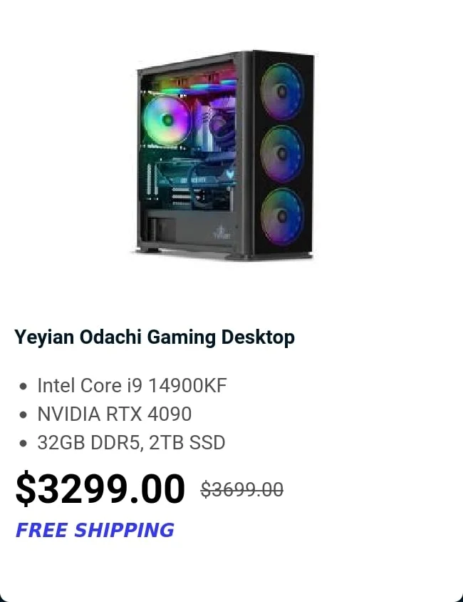 Yeyian Odachi Gaming Desktop