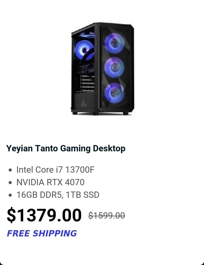 Yeyian Tanto Gaming Desktop