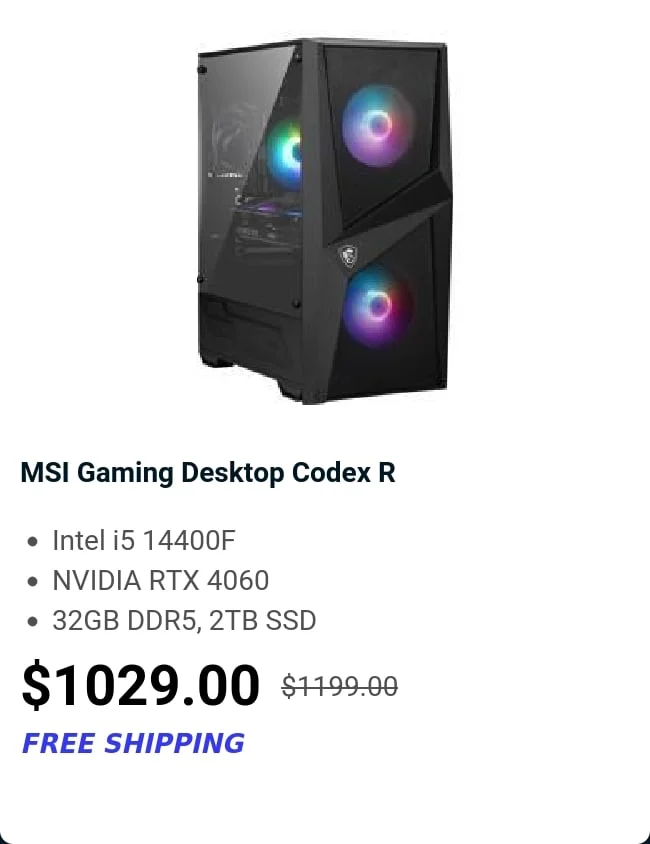 MSI Gaming Desktop Codex R