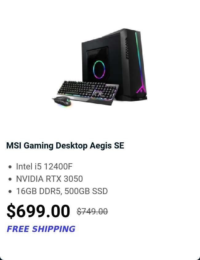 MSI Gaming Desktop Aegis SE