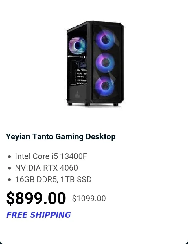 Yeyian Tanto Gaming Desktop
