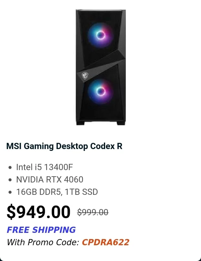 MSI Gaming Desktop Codex R