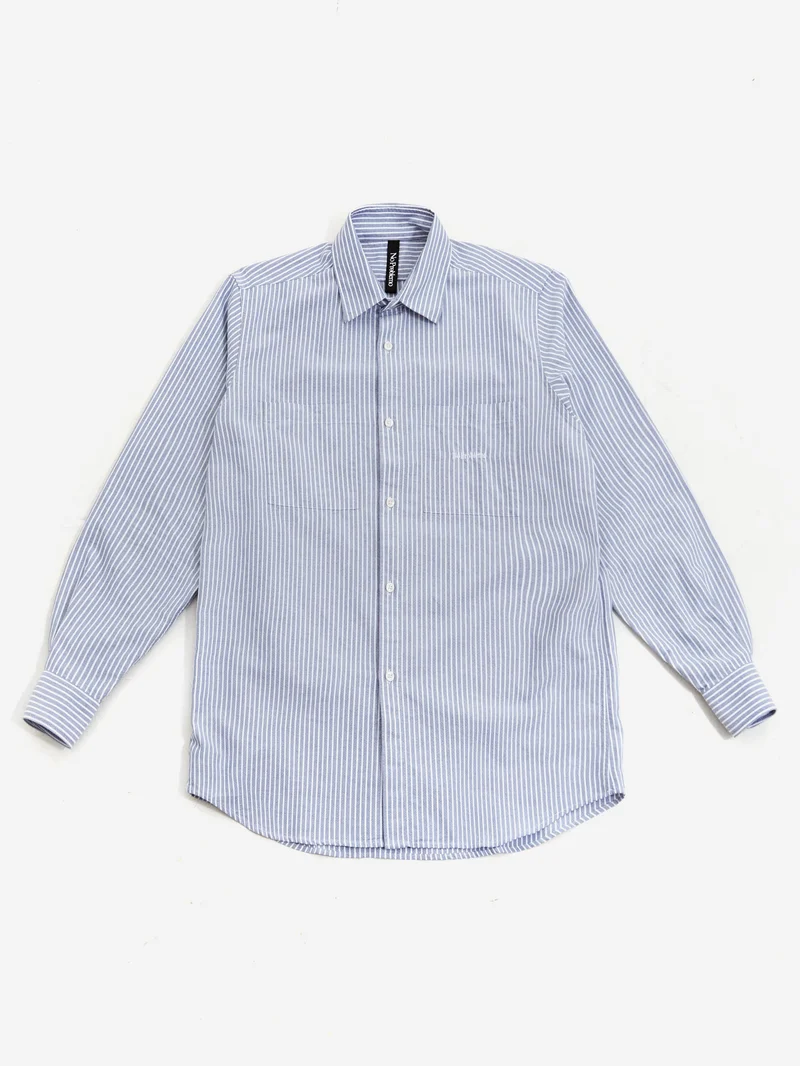 Image of No Problemo Oxford Stripe Long Sleeve Shirt - White