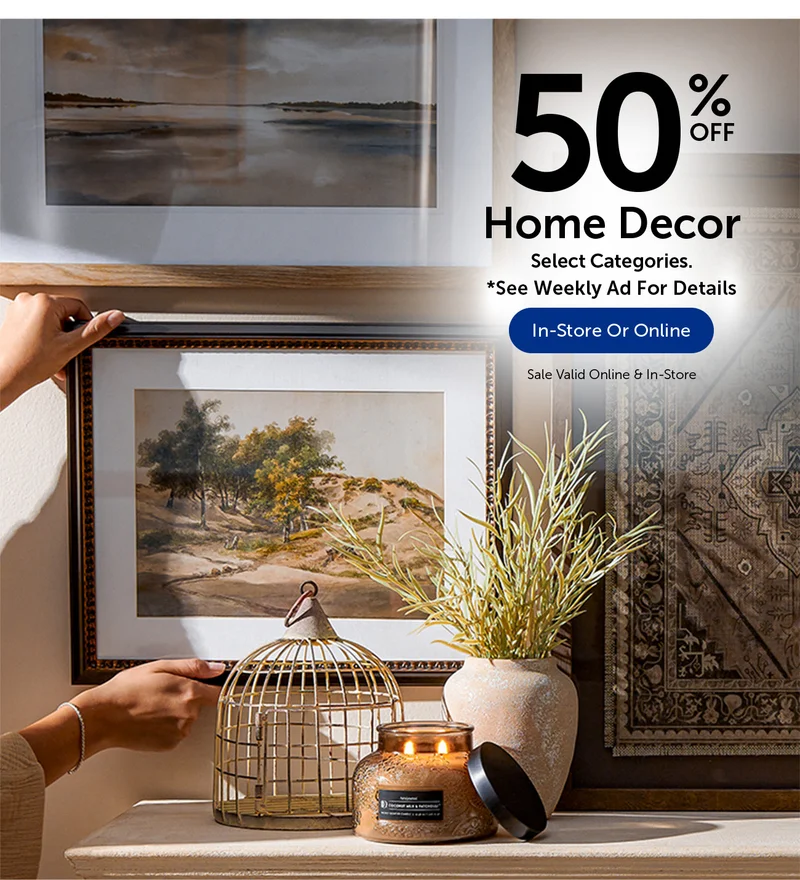 50% Off Home Decor - Select Categories.