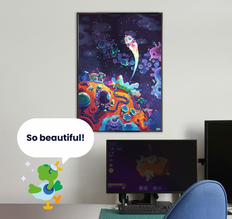 "So beautiful!" says Stella as she admires the Star Birds Poster