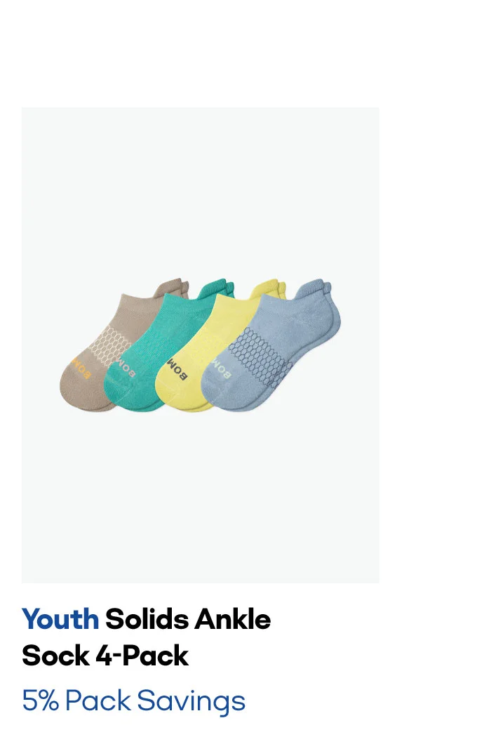 Youth Solids Ankle Sock 4-Pack 5% Pack Savings