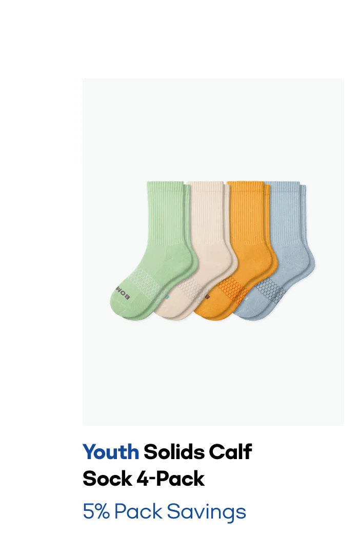 Youth Solids Calf Sock 4-Pack 5% Pack Savings