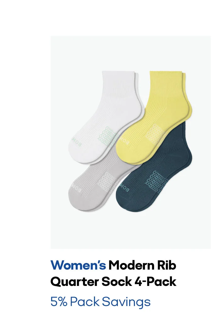 Women's Modern Rib Quarter Sock 4-Pack 5% Pack Savings