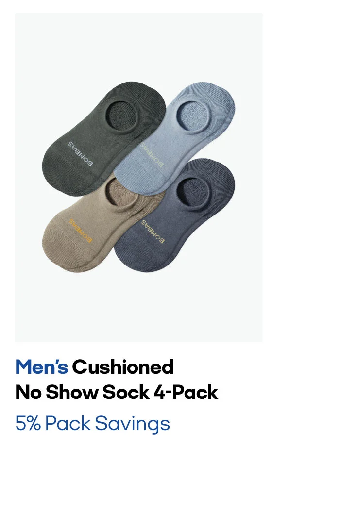 Men's Cushioned No Show Sock 4-Pack 5% Pack Savings