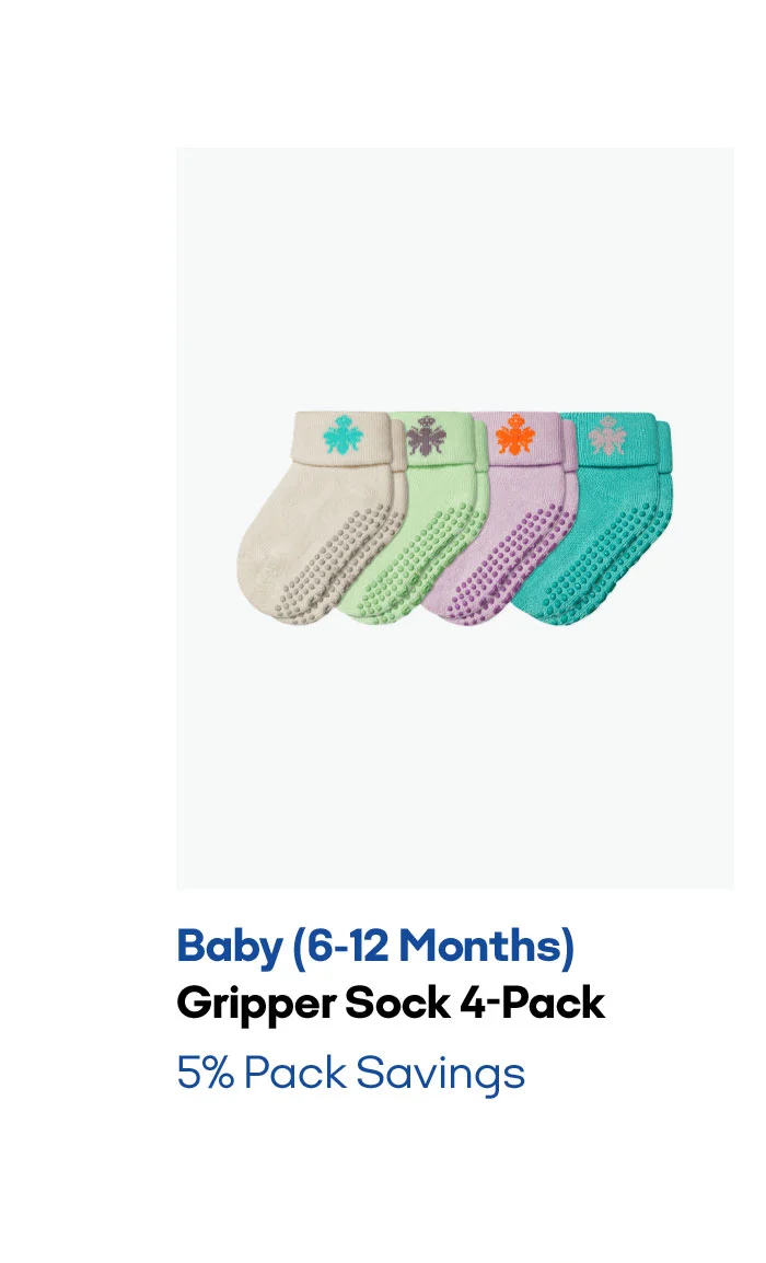 Baby (6-12 Months) Gripper Sock 4-Pack 5% Pack Savings