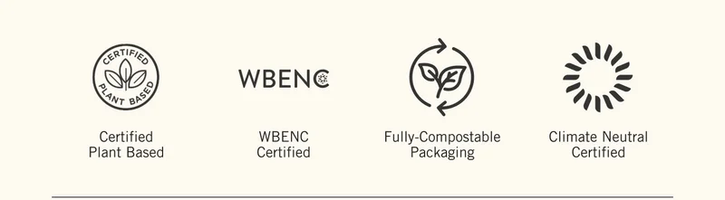 Certified Plant Based. WBE NC Certified. Fully-Compostable Packaging. Climate Neutral Certified.