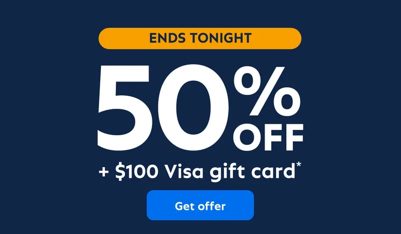 Ends tonight: 45% off + $100 Visa gift card