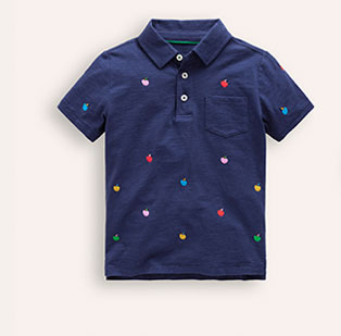 Embroidered Slub Polo Shirt - College Navy