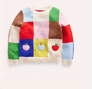 Patchwork Check Jumper - Multi Colourblock Apples