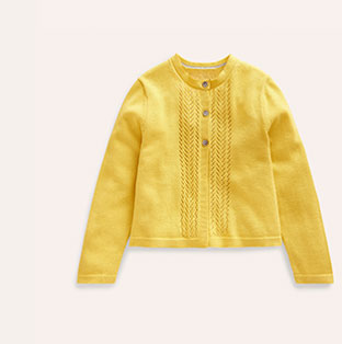 Pointelle Cotton Cardigan - Honey Yellow