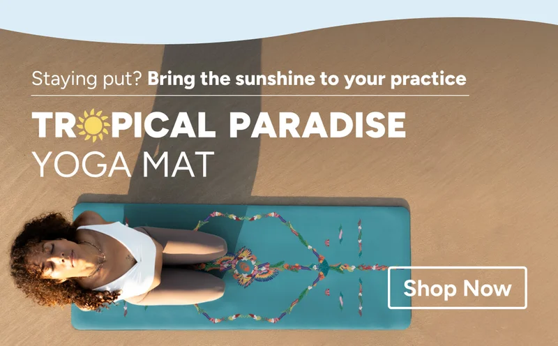 Staying put? Bring the sunshine to your practice tr    pical paradise yoga mat Shop Now