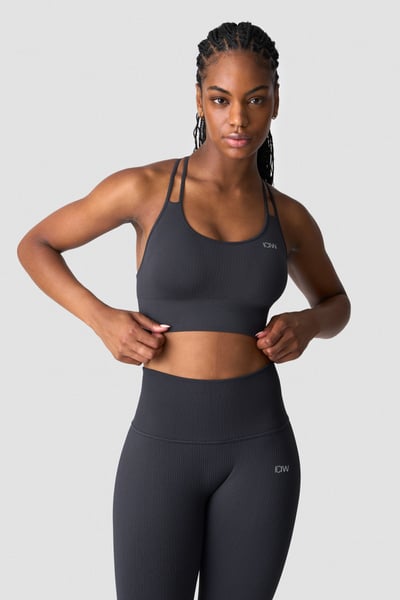 Image of Ribbed Define Seamless Sports Bra Dusty Black