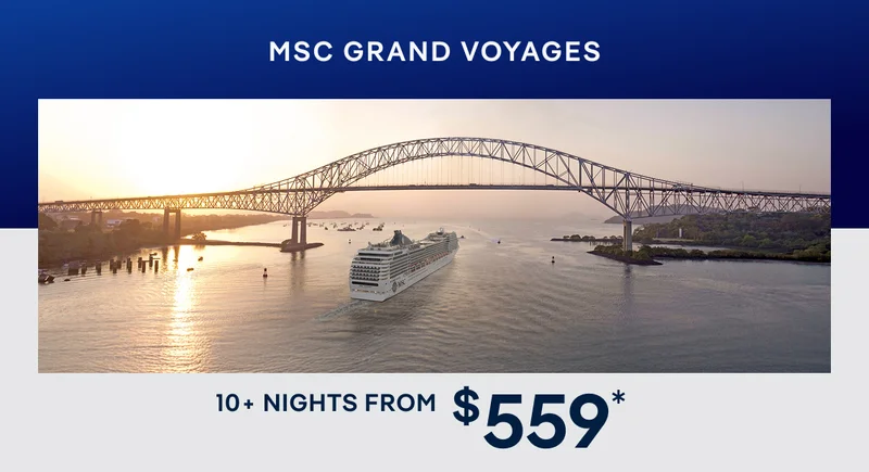 MSC&nbsp;Grand Voyages – 10+ Nights – Click to View Cruises & Book Now