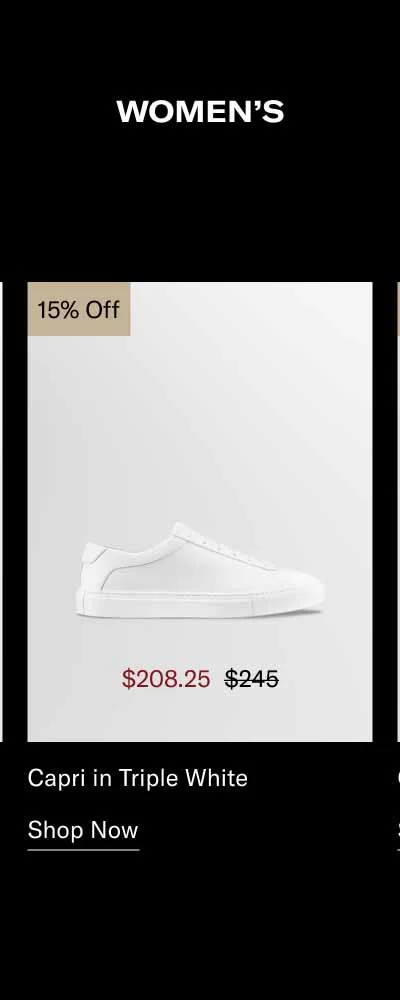Capri in Triple White 15% off. Shop Now