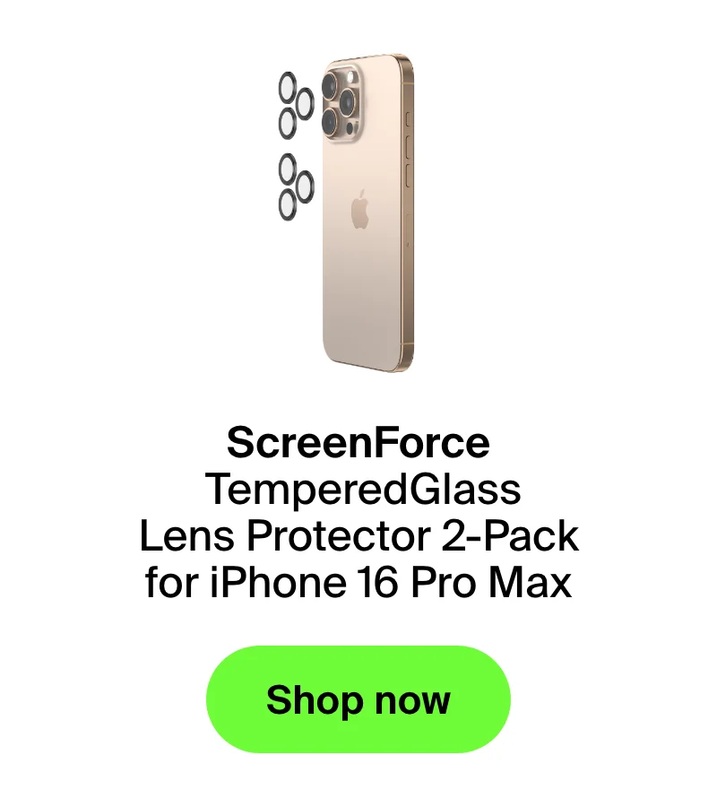 ScreenForce TemperedGlass Camera Lens Protector 2-Pack for iPhone 16 Pro / iPhone 16 Pro Max