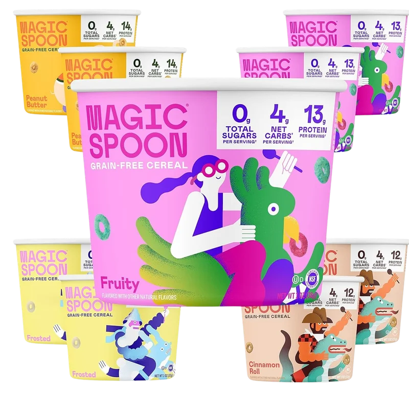 Image of Magic Spoon Variety Cereal Cups - Frosted, Fruity, Cocoa, Peanut Butter (2x Each Flavor)