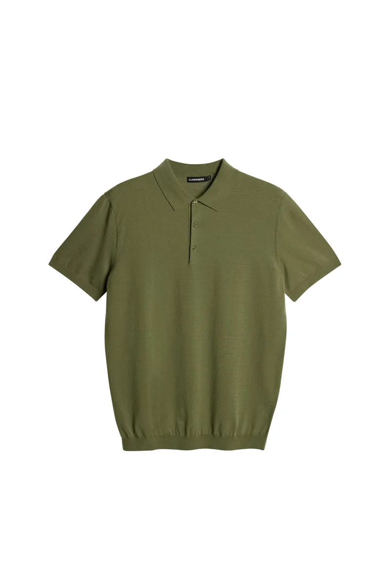 Image of Ridge Knitted Polo / Olivine