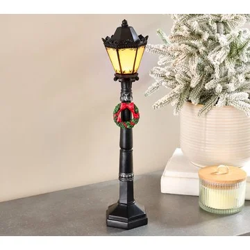 18.5" Illuminated Lamp Post with Bow by Valerie