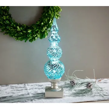 16" Illuminated Glitter Finial with Pedestal by Valerie