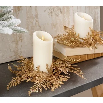 2-pc Glistening Maiden Hair Fern Candle Rings by Valerie