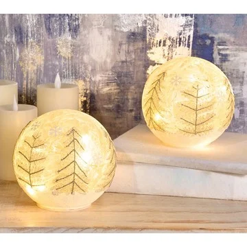 Winter Forest Set of 2 6" Illuminated Spheres by Valerie