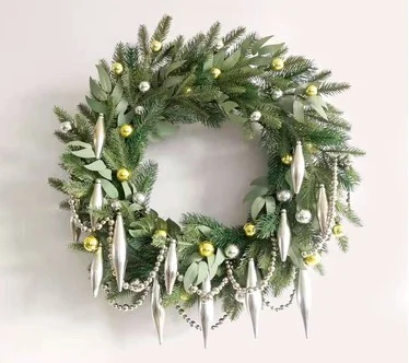 Martha Stewart 24" Greenery Wreath with Garland and Drops