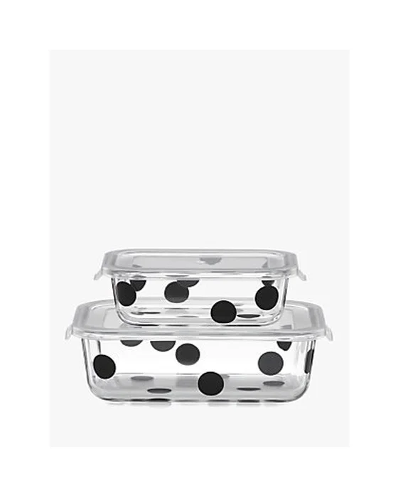 Deco Dot 2Pc Rectangular Food Storage Containers