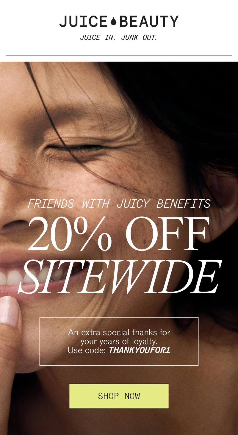 Friends with Juicy Benefits: 20% Off Sitewide with code discount code