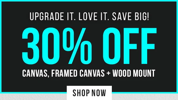 Upgrade It. Love It. Save Big! 30% off Canvas, Framed Canvas and Wood Mount
