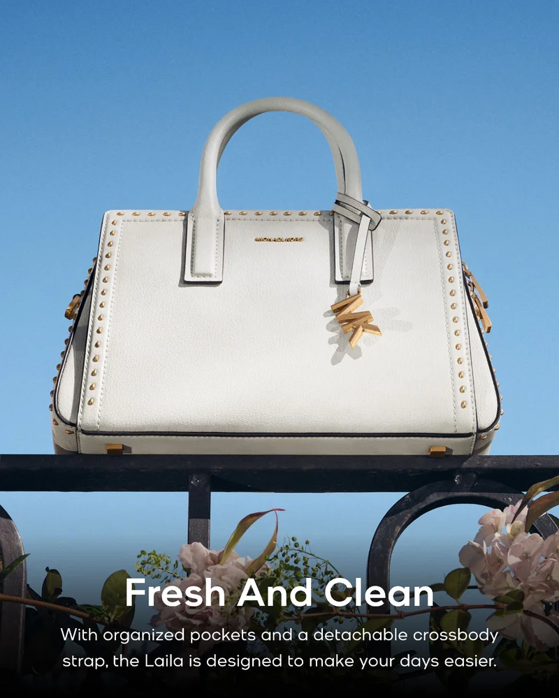 Fresh And Clean With organized pockets and a detachable crossbody strap, the Laila is designed to make your days easier.
